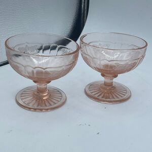 Vintage set of 2  Hocking glass Company Mayfair (open rose) 1931-37
